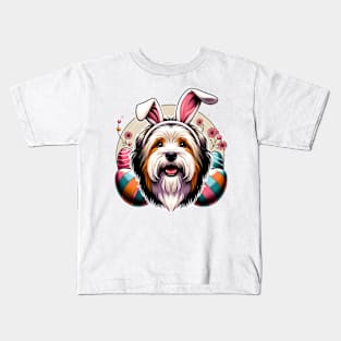 Tibetan Terrier Celebrates Easter with Joyful Spirit Kids T-Shirt